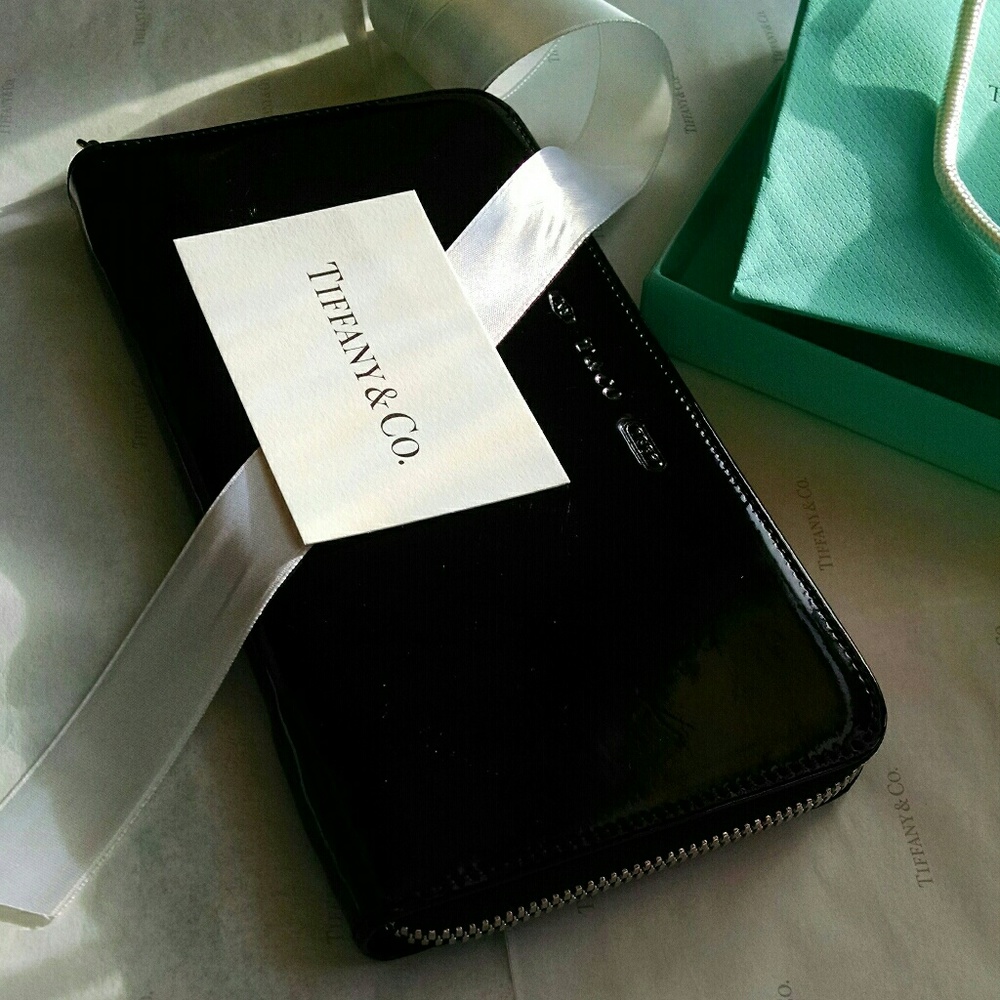Tiffany & Co. Black Patent Leather Zip Wallet